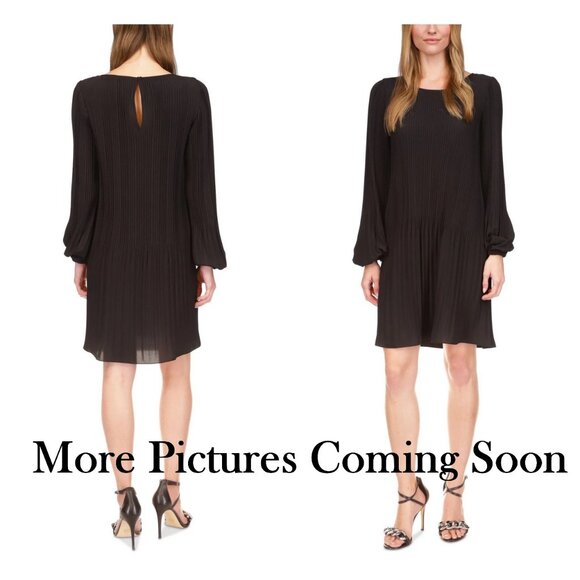 MICHAEL Michael Kors Woman Crew Neck Long Sleeve Pleated Cocktail Short Dress S - Picture 4 of 4